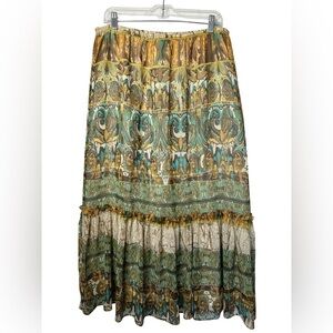 Panhandle Slim Women’s Large Boho Western Midi Skirt– Paisley Print, Made in USA